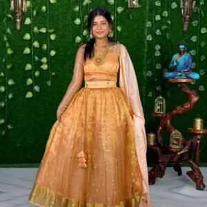 Bridal Pure Tissue Silk - Peach (Lehenga)