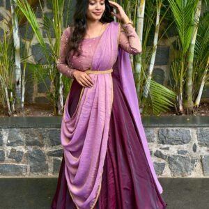 KADHALI - LAVENDER & WINE (Lehenga)