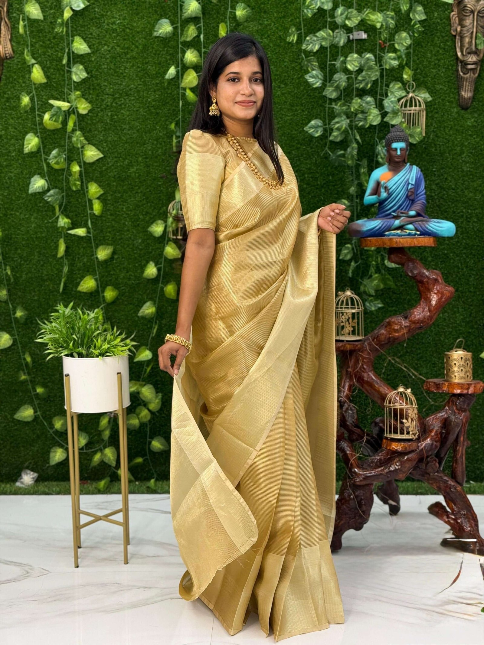 WHITE GOLD TISSUE (Saree)